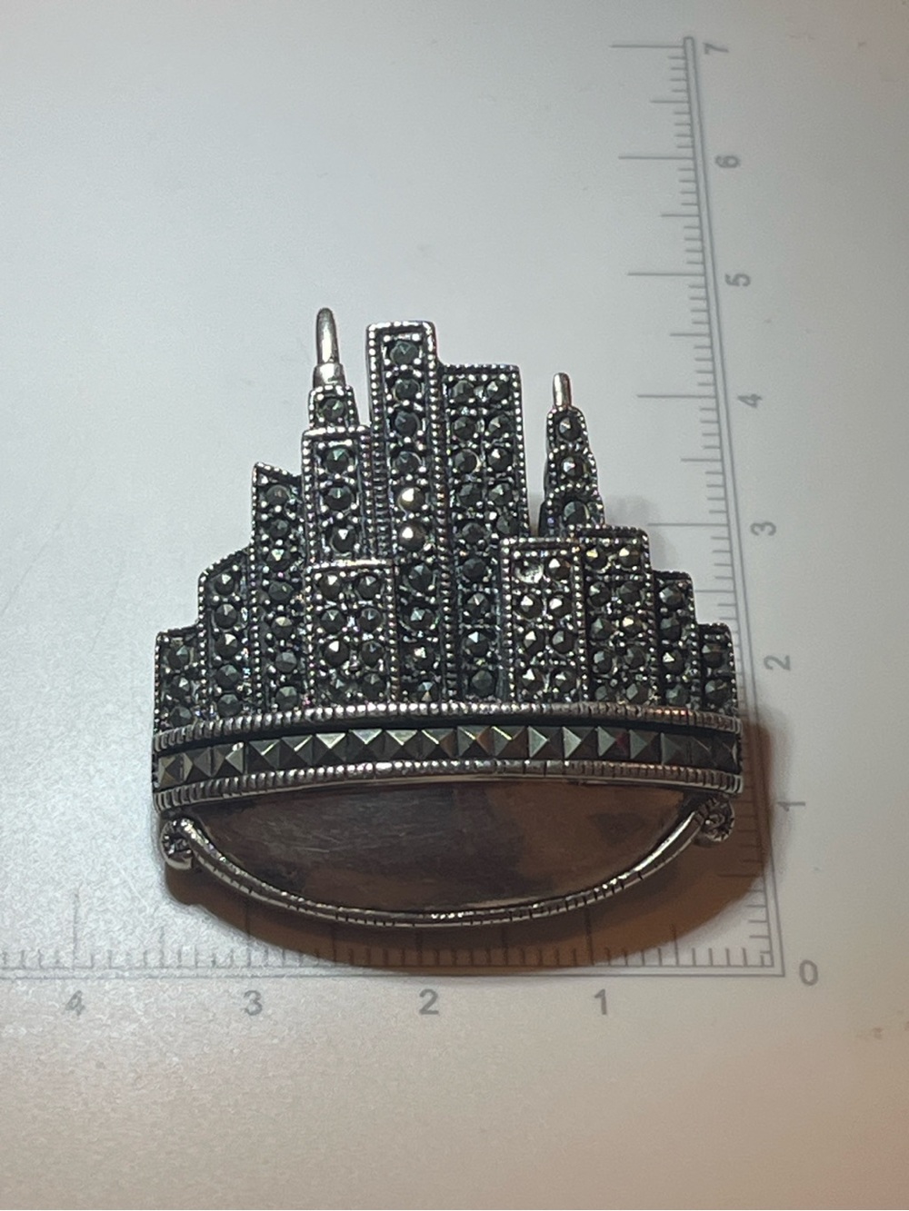 Vintage Dee Berkley (DBJ) Sterling Silver Marcasite New York City Skyline